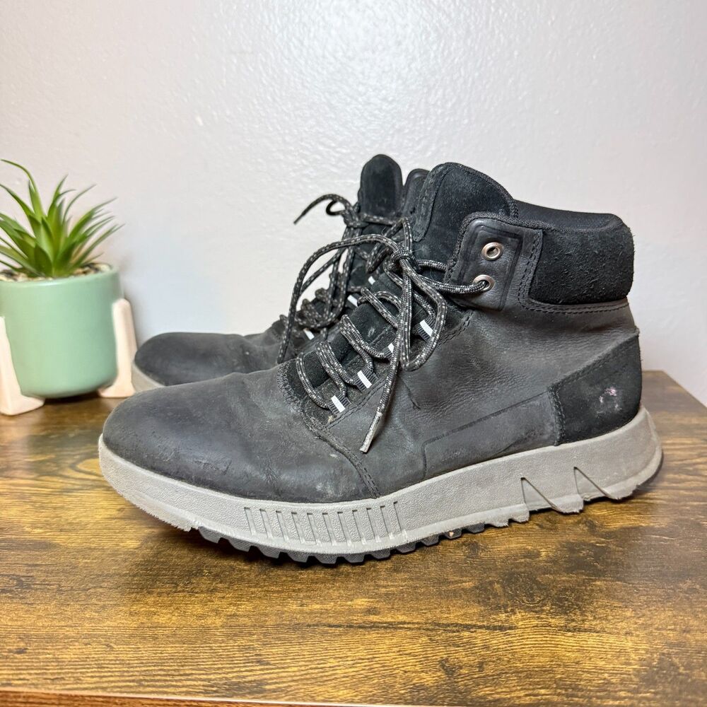 Sorel Men's Mac Hill Lite Mid Waterproof Black Gray Hiking Walking Boots 10.5